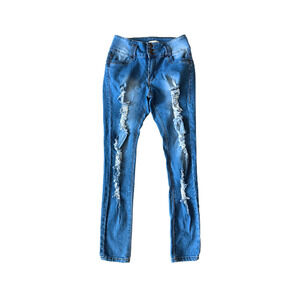 Premium DenimWear Jeans Skinny Distressed Stretch Denim Blue Junior Size 11